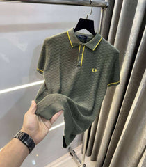 Fredperr y Olive Green Premium Knitted Polo T-Shirt