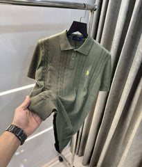 ralpH LaU·ren Olive Green Premium Knitted Polo T-Shirt