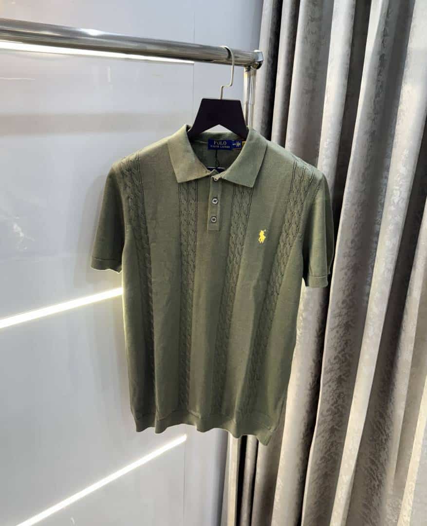 ralpH LaU·ren Olive Green Premium Knitted Polo T-Shirt