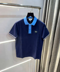 Lacost e Navy Blue Embroidery Logo Premium Polo T-Shirt