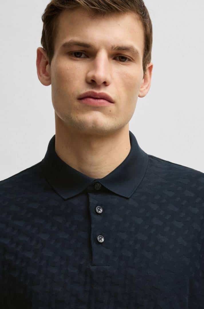 Hugo bos s Navy Blue monogram Premium Polo T-Shirt
