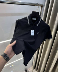 Christian Dio r Black Embroidery Logo Premium Polo T-Shirt