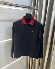 Fredperry Black Embroidery Logo Premium Full Sleeve Polo T-Shirt