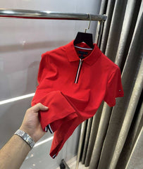 Tomm y Hilfiger Red Logo Work Premium Polo T-Shirt