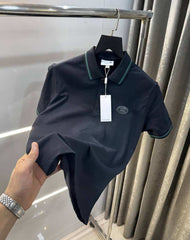 Lacost e Navy Blue Metal Logo Premium Polo T-Shirt