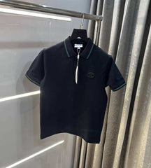 Lacost e Navy Blue Metal Logo Premium Polo T-Shirt