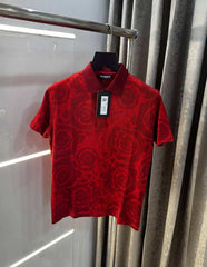 Versac e Couture Red Floral Imported Polo T-Shirt