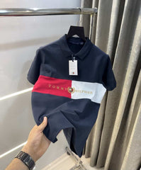 Tommy Hilfiger Navy Blue Embroidery Logo Premium Polo T-Shirt