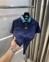 Versac e Couture Blue Collar Look Imported Polo T-Shirt