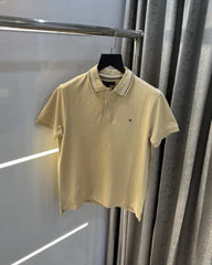 Tomm y Hilfiger Beige Embroidery Logo Premium Polo T-Shirt