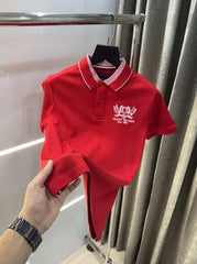 Tomm y Hilfiger Red Embroidery Logo Premium Polo T-Shirt