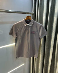 Tomm y Hilfiger Grey Embroidery Patch Premium Polo T-Shirt