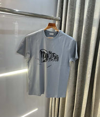 Christian Dio r Grey Logo Print Premium T-Shirt