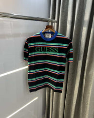 GueSs Black Embroidery Print Imported Oversized T-Shirt