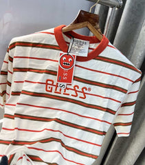 Gues s White Red Stripes Imported Oversized T-Shirt