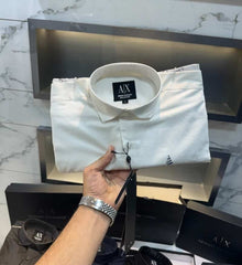 Arman i Exchange White Logo Print Shirt With Premium Box Packing And Carry Bag