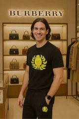 Burberr y Black Embroidery Work Imported Tracksuit With