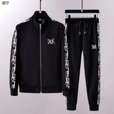 Christian Dio r Black Embroidery Logo Designer Imported Luxury Tracksuit
