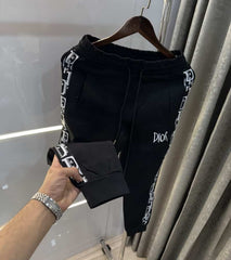 Christian Dio r Black Embroidery Logo Designer Imported Luxury Tracksuit