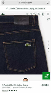 Lacost e Navy Blue raw Imported Hyperflex.. Denim