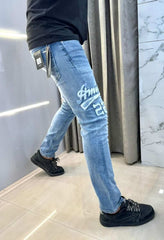 Amir i Sky Blue Embroidery Work Imported HyperfleX.. Denim