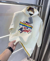 Balenciag a cream Logo Print Imported Premium Hoodie