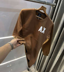 Armani Exchange Brown Logo Print Premium Classic Sweatshirt
