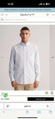 Gant Sky Blue Small Checks Premium Classic Shirt