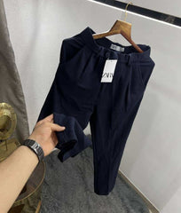 Zar a Navy Blue Cord Lycra Premium Baggy Track