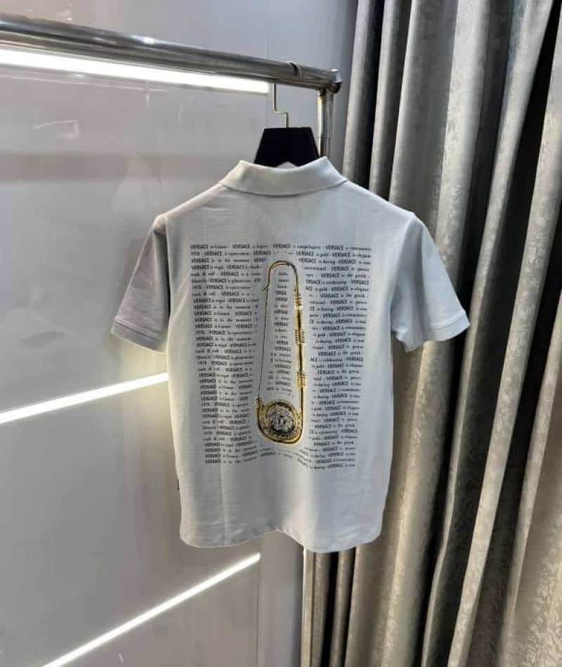 VErsace Couture Grey Back Print Imported Polo T-Shirt