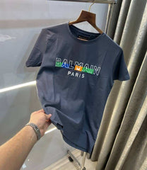 Balmai n Paris Grey Embroidery Logo Premium T-Shirt