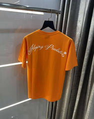 Bluoran g Orange Eagle EmBo...Ssed Print Imported Oversized T-Shirt
