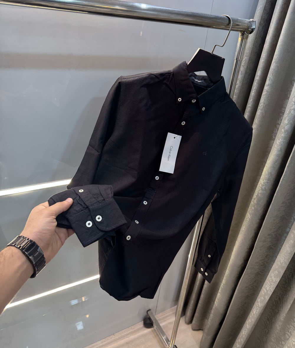 Calvin klein Black Embroidery Logo Premium Linen Shirt