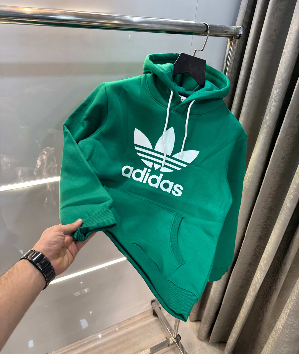 Adida s Green Logo Print Premium Classic Hoodie