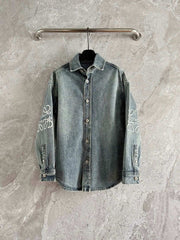 L0ewe Greenish Designer Imported Denim Jacket