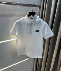 Balmai n Paris White Zip Imported Polo T-Shirt