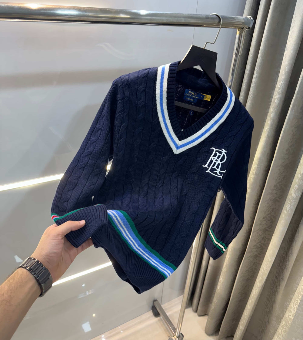 Ralph Lauren Navy Blue Embroidery Logo Imported Knitted Pull Over