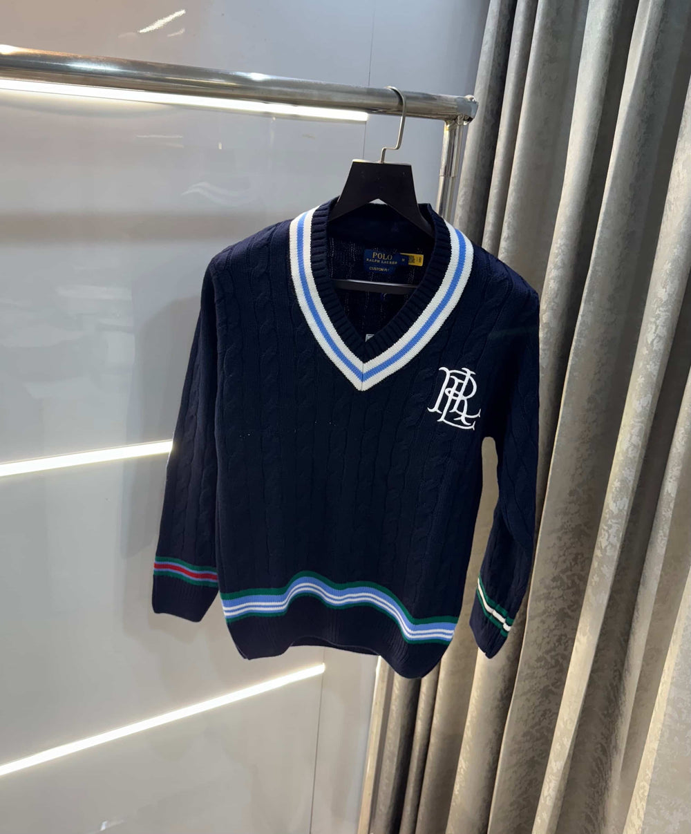 Ralph Lauren Navy Blue Embroidery Logo Imported Knitted Pull Over