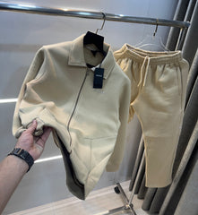 Hugo Bo$S Beige Embossed Logo Imported Tracksuit