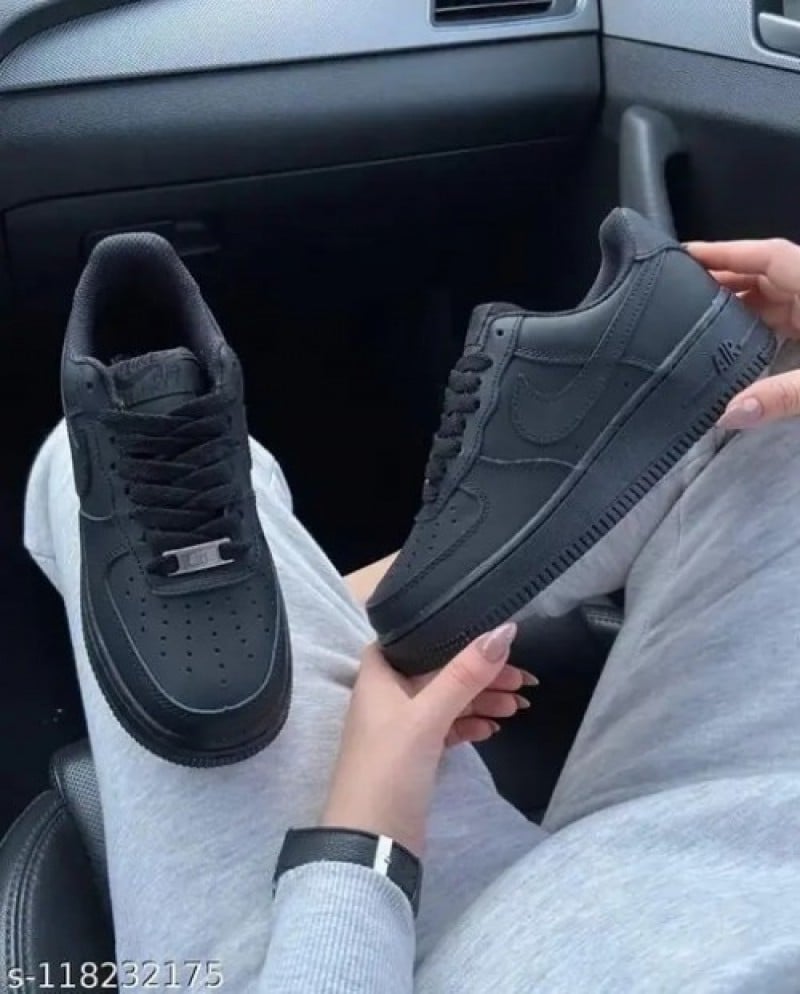 Nike Airforce 1 Low BLACK PURE LEATHER With Dust Bag Hand Carry Bag Tag Bill