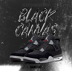 Nikee Air Jordan Retro 4 BLACK CANVAS SEMI UA