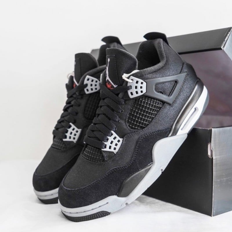 Nikee Air Jordan Retro 4 BLACK CANVAS SEMI UA