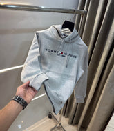 Tomm y Hilfiger Grey Embroidery Logo Imported Hoodie