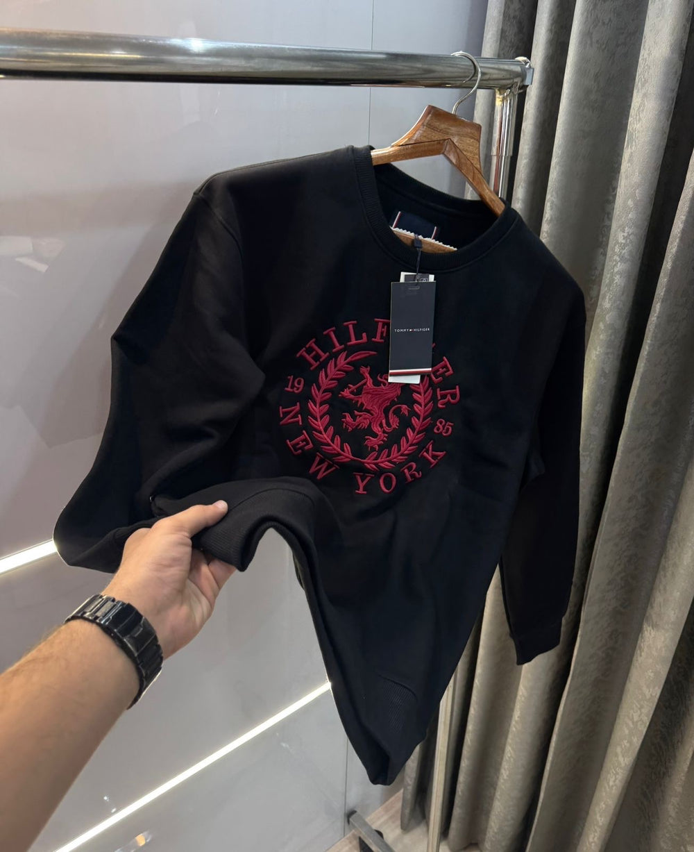 Tommy Hilfiger Black Embroidery Logo Premium Sweatshirt