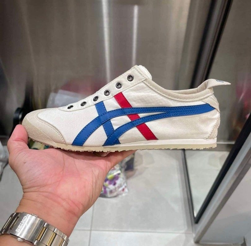 Onitsuka Tiger Sneakers Mexico 66 Slip on White Blue Red Sneakers For Mens