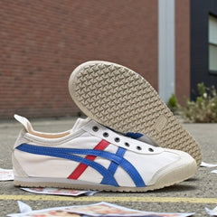 Onitsuka Tiger Sneakers Mexico 66 Slip on White Blue Red Sneakers For Mens