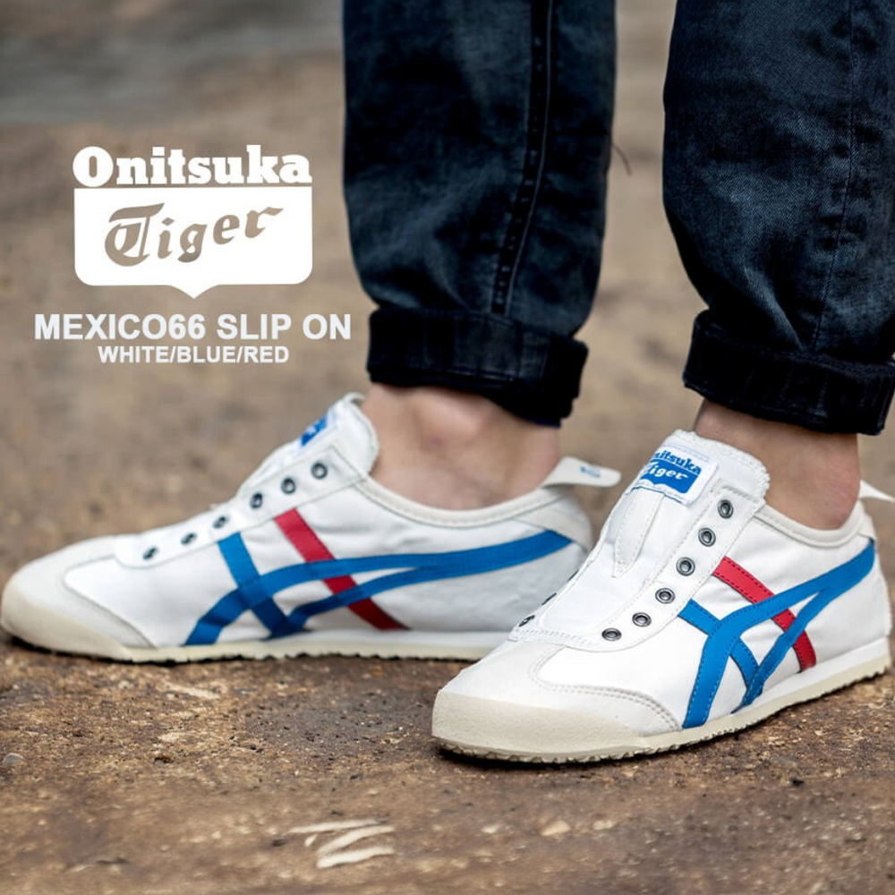 Onitsuka Tiger Sneakers Mexico 66 Slip on White Blue Red Sneakers For Mens