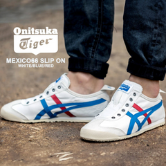 Onitsuka Tiger Sneakers Mexico 66 Slip on White Blue Red Sneakers For Mens