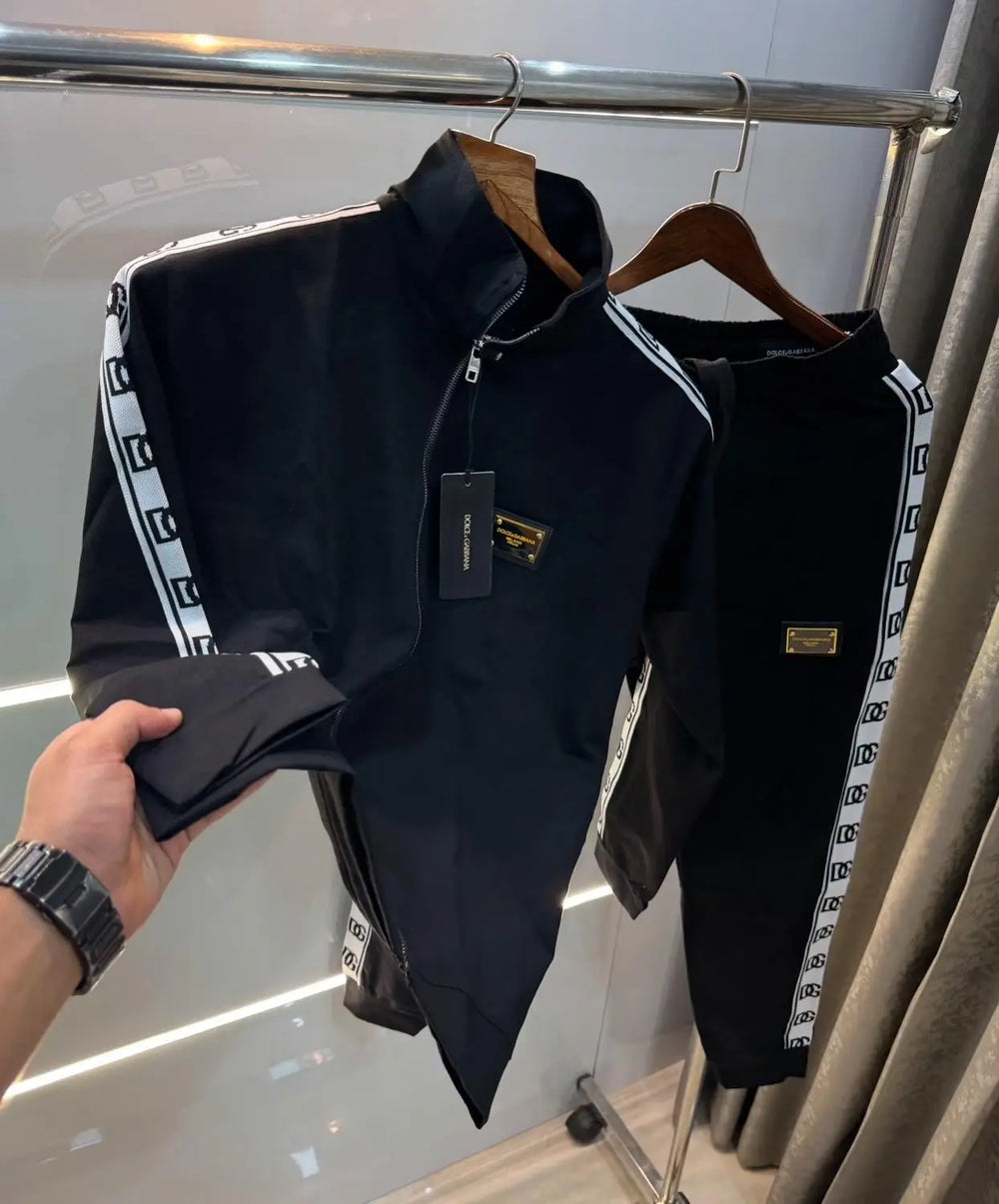 Dolce& Gabbana Black Embroidery Logo Imported Tracksuit With Brand Carry Bag
