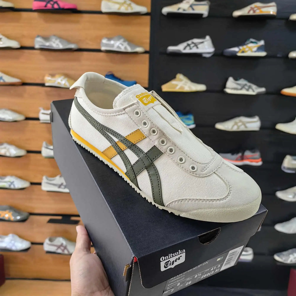 Onitsuka Tiger Mexico 66 Slip On Cream Spinach Green Yellow For Mens